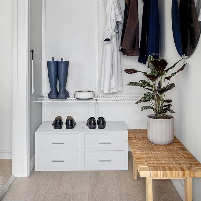 BOLUO Stackable Storage Drawers Closet Organizers and Storage Fabric White 2 Drawer Dresser for Bedroom Modern - Image 9