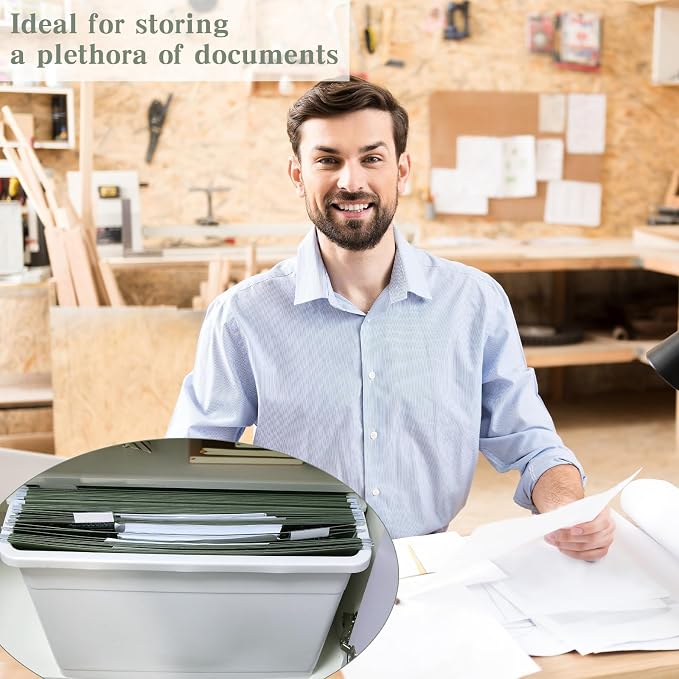 25 Pack 11×17 Expanding Hanging File Folders for Filing Cabinet 1/5 Cut Heavy Duty Hang Folders with Plastic Tabs & Label Cards Extra Large Hangers File Organizer for 11×17 Paper Engineering Document - Image 7
