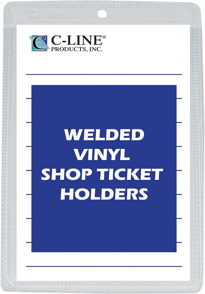 C-Line Vinyl Shop Ticket Holders, Both Sides Clear, 6 x 9 Inches, 50 per Box (80069) by C-Line
