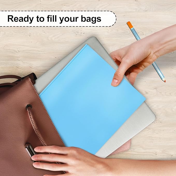 ViVin Heavy Duty 2-Pocket Folders with Brads, Pastel Color, 12-Pack, Durable Plastic Folder with 3-Prong Fasteners, Holds US Letter Size Paper, for School, Home and Office (Light Blue) - Image 7