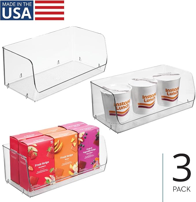 iDesign Stackable Open-Front Storage Bins, Set of 3, Clear | Kitchen and Pantry Organization - Image 2