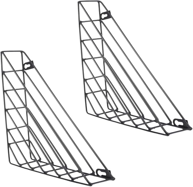 CROISSANT Wall Mounted File Organizer,Metal Magazine Basket, Wall Mounted Magazine Rack, Suitable for Hanging File Folders for Office Living Room (Black, 2 Pack) by CROISSANT