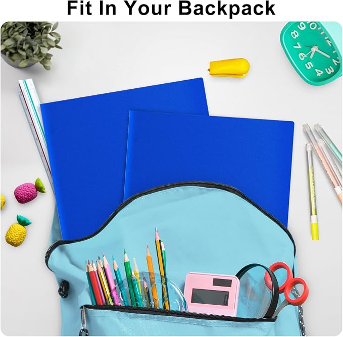 ViVin 12-Pack Plastic Folders with Pockets, 8.5 x 11 Inch Letter Size Poly Folders with 2 Pockets, Plastic Pocket Folders for School, Home, Office (Blue) - Image 9