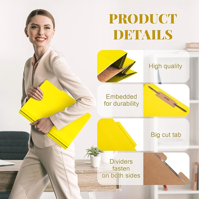 Skyygemm 36 Pcs Classification Folder Letter Size, 1 Divider,Yellow | Back to School Supplies, File Organizer with Fastener, Expanding File Organizer Bulk for Office Employee, Staff, Teacher - Image 3