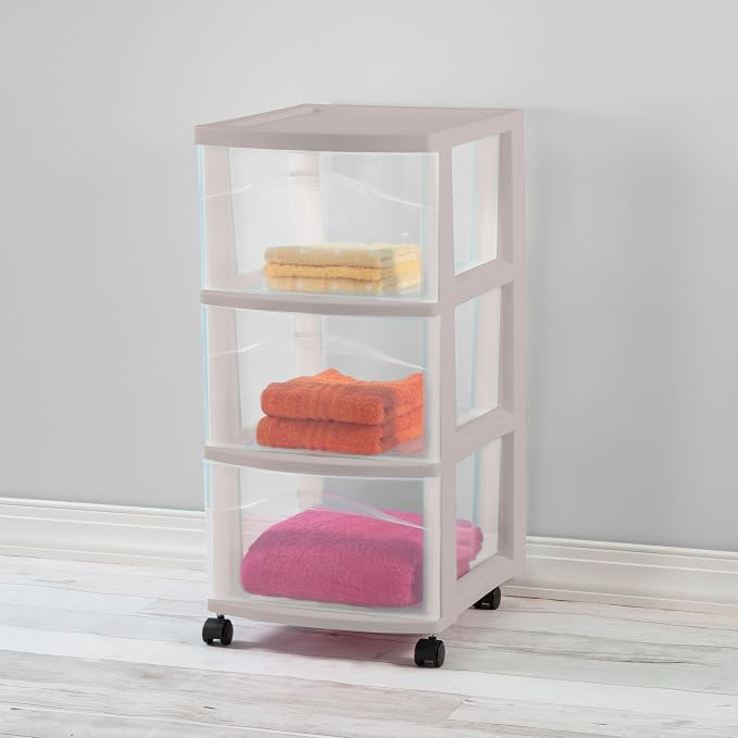 Sterilite 2 Pack 3 Drawer Storage Cart, Rolling Organization, Grey Pumice - Image 4