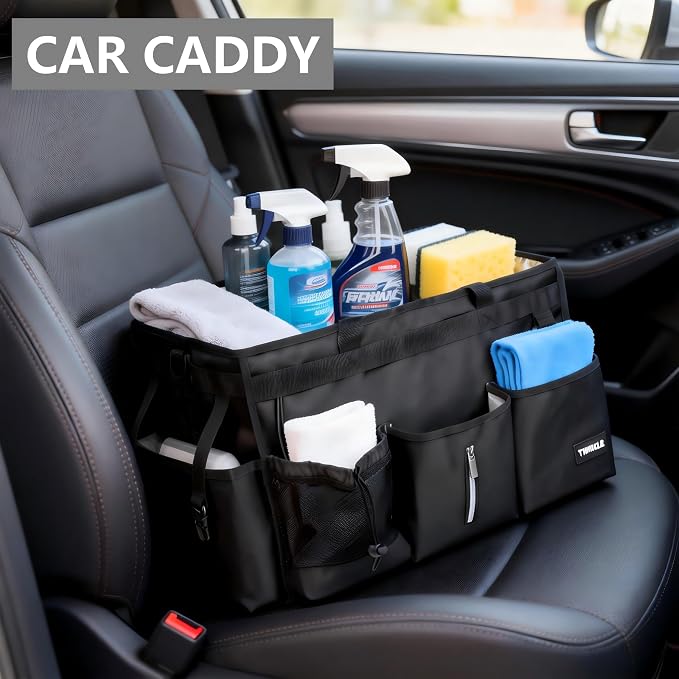 Extra Large Cleaning Caddy Bag with Built-In Support Board, Cleaning Tote Organizer with Removable Divider, Supply Carryall with Adjustable Shoulder Strap and Waist Belt for Cleaners & Housekeeper - Image 8