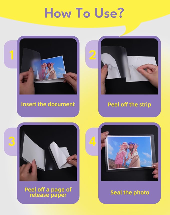 Uinkit 60Pack 4x6 Matte Self Seal Laminating Pouches, 10Mil Thick Double-Sided for Photos & Recipe Cards, Waterproof Anti-Glare Plastic Sleeves to Preserve Pictures, Study Flashcards - Image 7