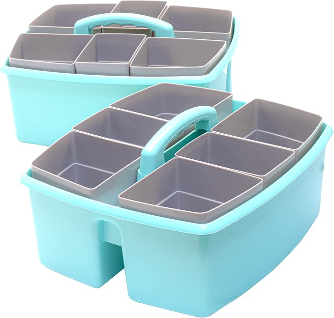 Storex Large Classroom Craft Caddy with Cups, 13 x 11 x 6.575 Inches, Teal, Case of 2 (00984A02C) - Image 2