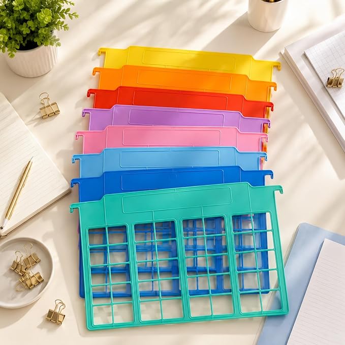 party greeting 16 Pack File and Folder Dividers 9.4x12.7 Inch Plastic Hanging Filing Cabinet Dividers Organizers Insertable File Separators Supplies for Office Drawer Organization (Rainbow) - Image 4