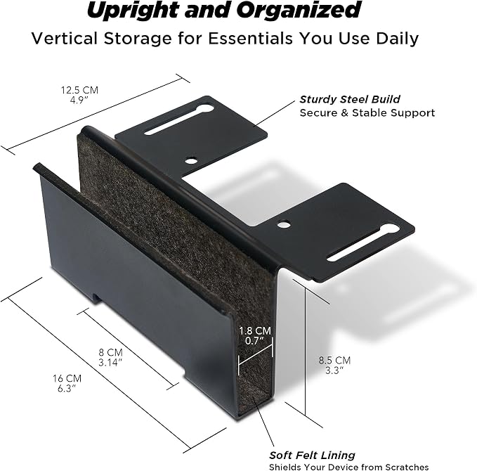 Moodular Vertical Laptop Tray Add-On for Rails, Do Not Use Alone | Accessory Only, Clamshell Mode, Fits Laptops & Tablets Under 0.7", Saves Desk Space, Felt-Lined, Steel, Black, MSA-VLT - Image 4