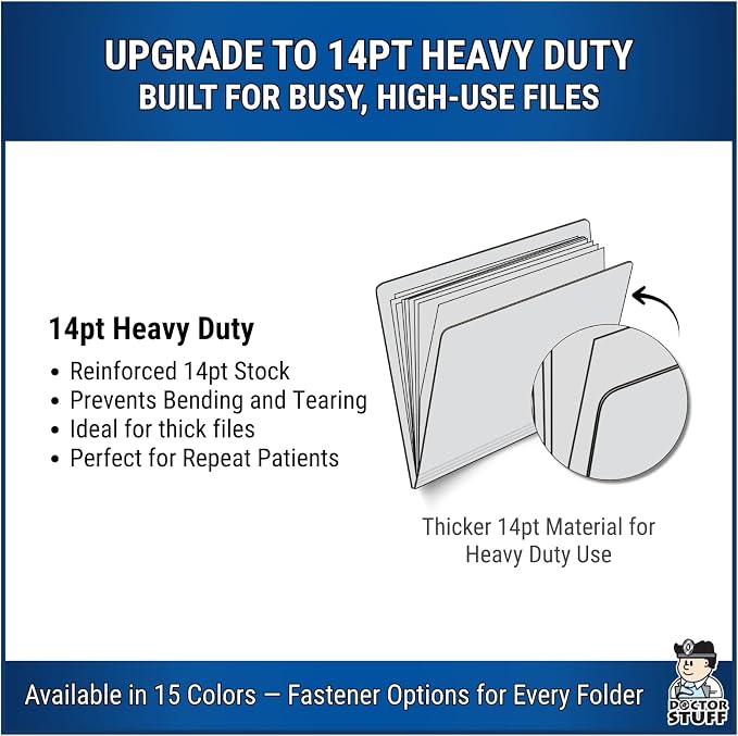 Gray File Folders, Doctor Stuff, Letter Size Reinforced End Tab Folder with 2" Bonded Fastener on Inside Front and Back, 14 pt Stock, Carton of 250 - Image 4