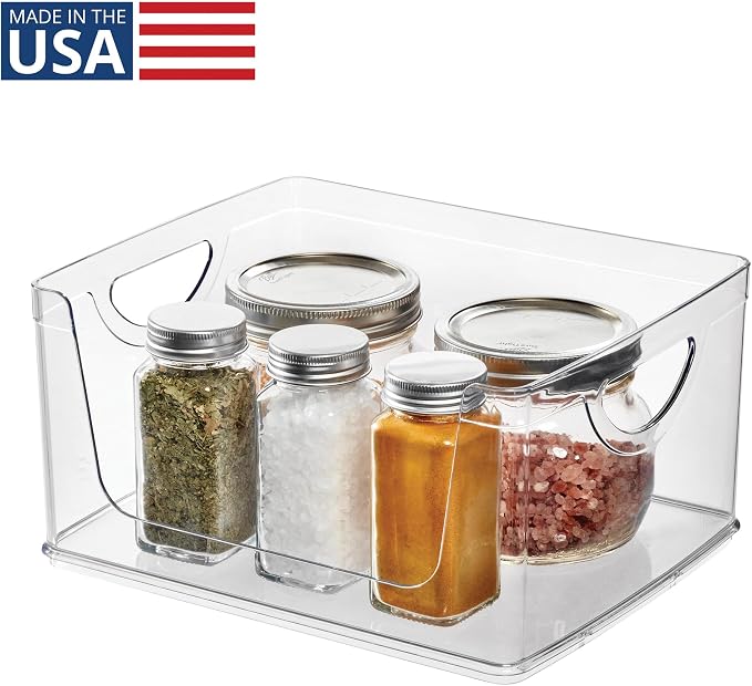 iDesign Stackable Open-Front Storage Bin with Handles, Clear | For Kitchen, Made in USA - Image 2
