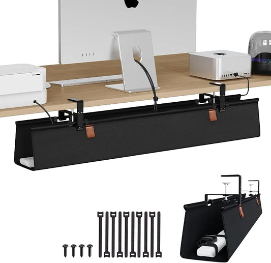 Zilink No Drill Under Desk Cable Management Tray 40" Cord Organizer for Table Clamp/Screw Mount Cable Management Under Desk Waterproof Fabric Cable Management Tray for Office, Home by Zilink