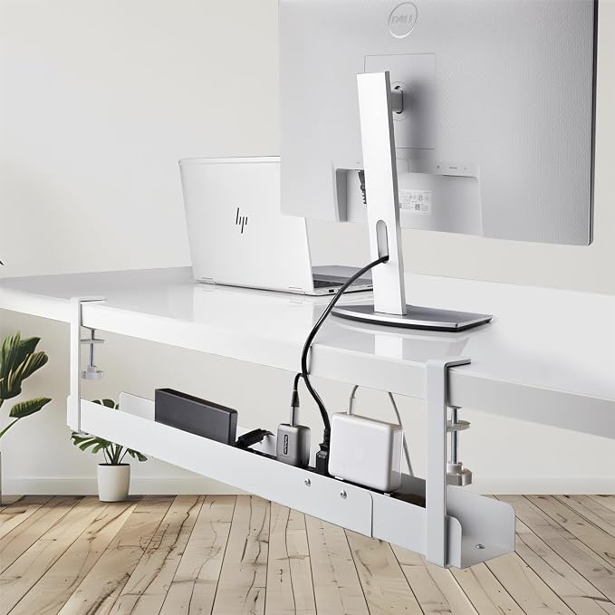 StarTech Under Desk Cable Management Tray, White (CALW-Desk-Cable-Tray) | Clamp-On Installation, No Drilling Required, Length Adjustable - Image 7