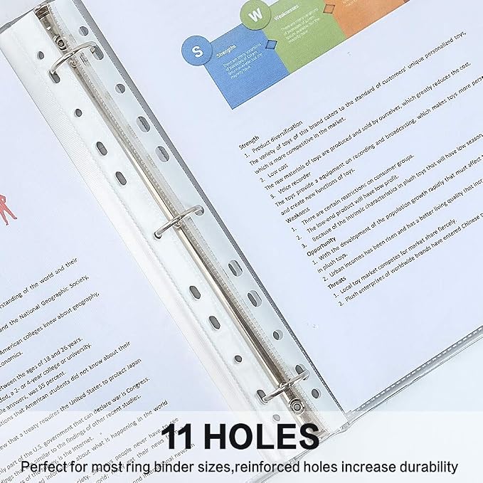 Sheet Protectors, HERKKA 700 Pack Heavy Duty Clear Plastic Page Protectors Sheet Reinforced 11-Hole Fit for 3 Ring Binder Fits Standard 8.5 x 11 Paper, 9.25 x 11.25 Top Loaded, Acid Free - Image 4