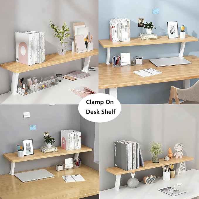 Clamp On Desk Shelf, Adjustable Desktop Extender Storage Organizer | Space Saving Desk Shelf No Drill For Office, Dorm, Home Desk Organization (31.4 x 7.8 in) - Image 7