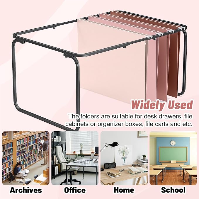 Whaline 36 Pack Dusty Pink Hanging File Folders Letter Size 4 Colors Pink File Pockets with Tab for Home Office Classroom Supplies, 9.2 x 12.8 Inch - Image 4