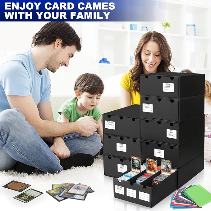 AOBOPLE Trading Card Storage Box,24000+ Cardboard Sports Card Boxes | Bulk Card Boxes with 72 Card Dividers,Labels +Tape,Stackable,Card Organizer for MTG TCG PTCG Sport Cards - Image 6