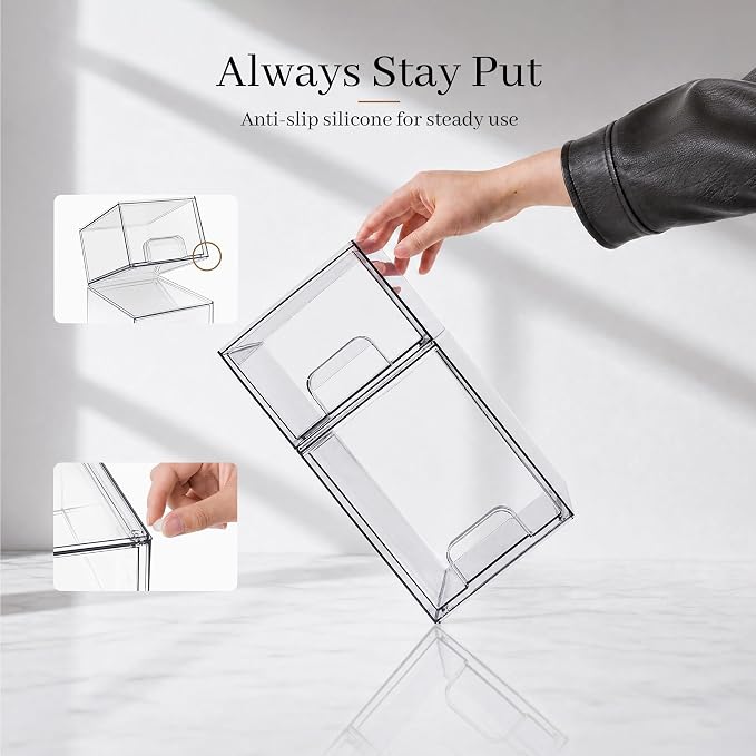 Clear Stackable Storage Drawers, Baby Bottle Organizer, Easily-Access Makeup Organizer, Durable Containers for Bathroom Countertop, Pantry and Medicine Cabinet Organizer - Image 8
