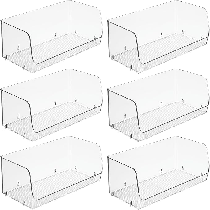 iDesign Stackable Open-Front Storage Bins, Set of 6, Clear | Kitchen and Pantry Organization - Image 9