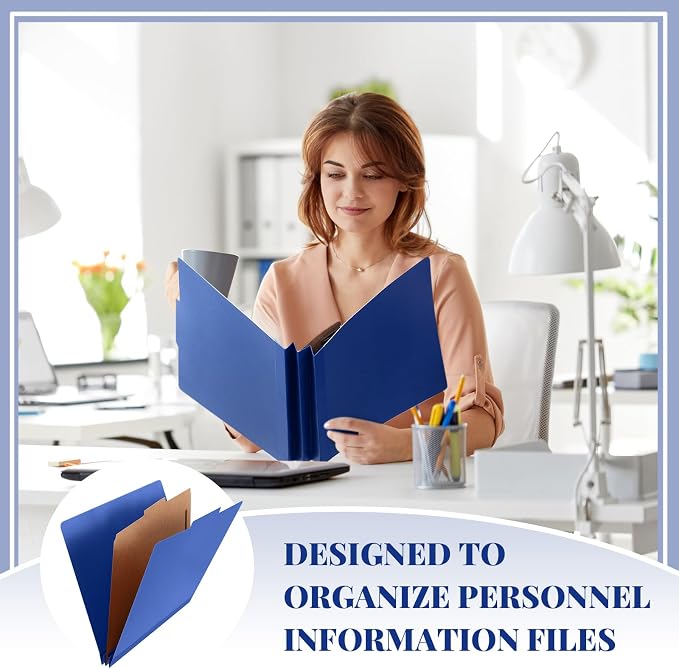 60 Pcs Skyygemm Classification Folder Letter Size, 1 Divider,Dark Blue | Back to School Supplies, File Organizer with Fastener, Expanding File Organizer Bulk for Office Employee, Staff, Teacher - Image 7