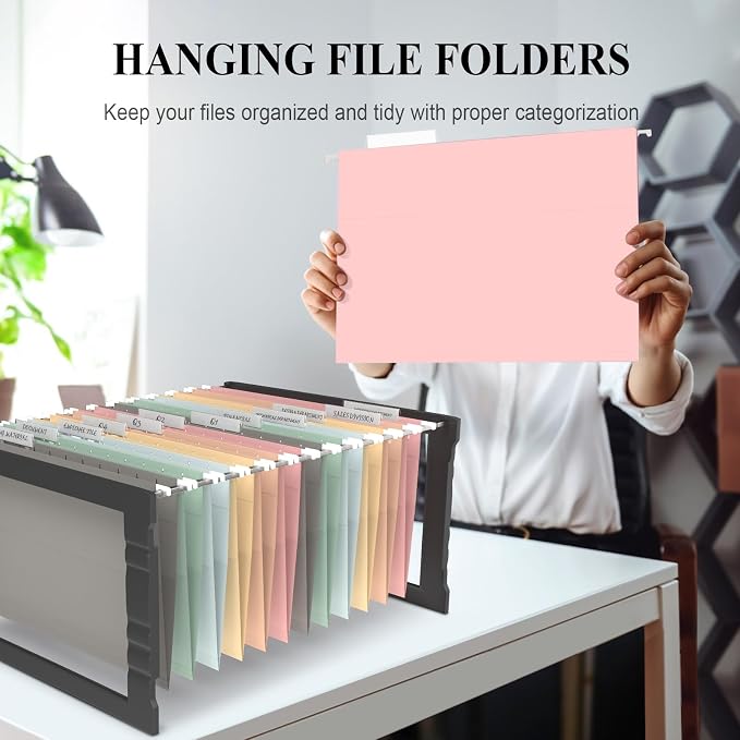 ViVin Hanging File Folders 24 Pack,Letter Size with 1/5-Cut Adjustable Tabs, Assorted Colors, Reinforced File Organizer for Office Desk, Home Filing Cabinet & School Drawer - Image 5