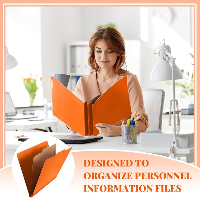 48 Pcs Skyygemm Classification Folder Letter Size, 1 Divider,Orange | Back to School Supplies, File Organizer with Fastener, Expanding File Organizer Bulk for Office Employee, Staff, Teacher - Image 6