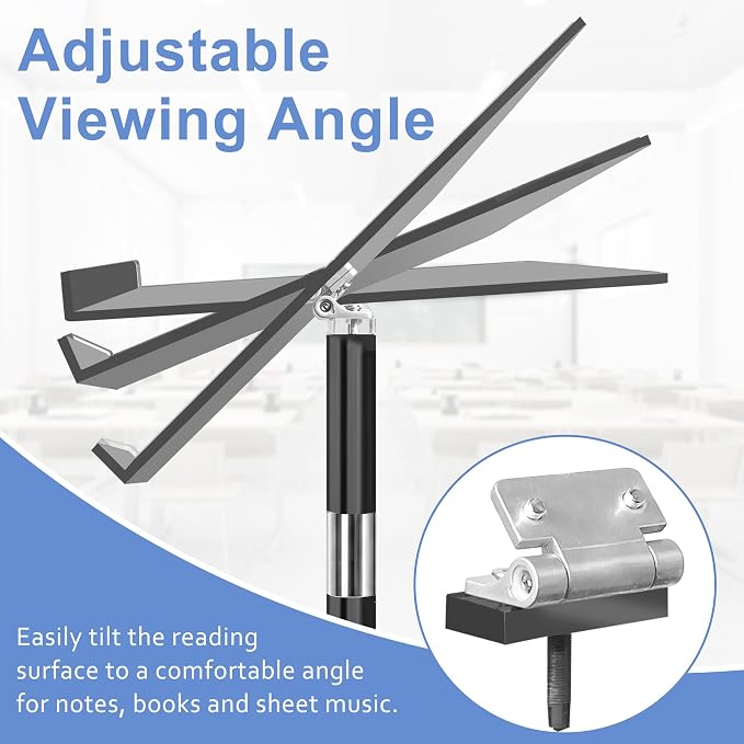 Podium Stand, Lecterns & Podiums, Acrylic Podium, Portable Podium Stand, Adjustable Angles with Metal Base, Podium for Classroom, Church, Weddings, Speech, 16" L x 12" W x 48" H, Black - Image 2