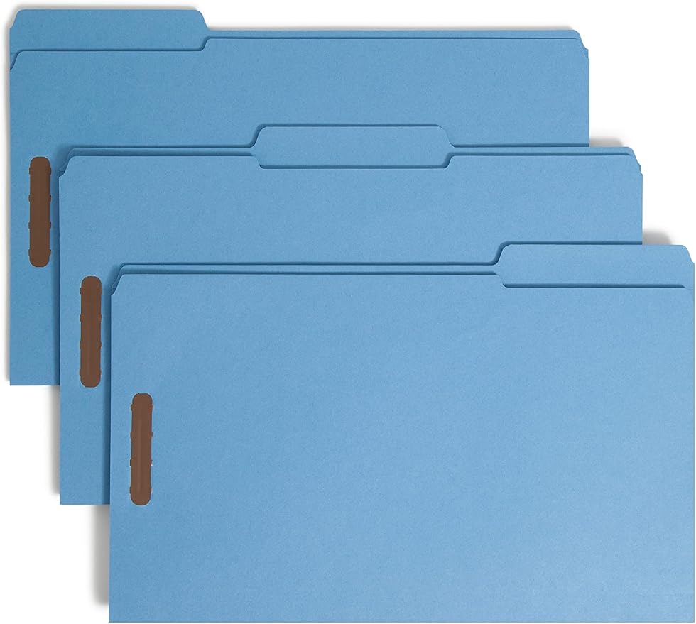 Smead Fastener File Folder, 2 Fasteners, Reinforced 1/3-Cut Tab, Legal Size, Blue, 50 per Box (17040) by SMEAD