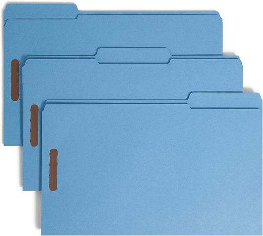 Smead Fastener File Folder, 2 Fasteners, Reinforced 1/3-Cut Tab, Legal Size, Blue, 50 per Box (17040) by SMEAD