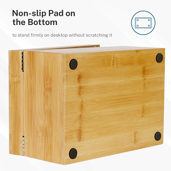 MaxGear Bamboo Business Card Organizer for 4" x 6" Cards | Index Card Holder for Desk, Index Cards Box with A-Z Tabs, Holds 600 Cards, Desktop Organizers for Home, Office - Image 5