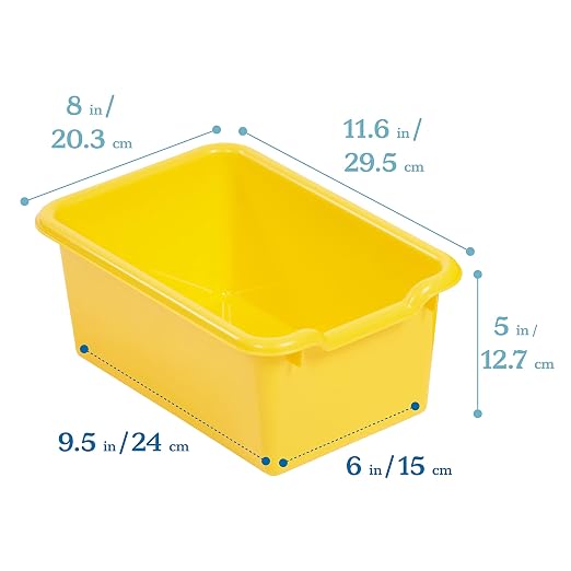 ECR4Kids Scoop Front Storage Bin, Multipurpose Organization, Yellow, 20-Piece - Image 2