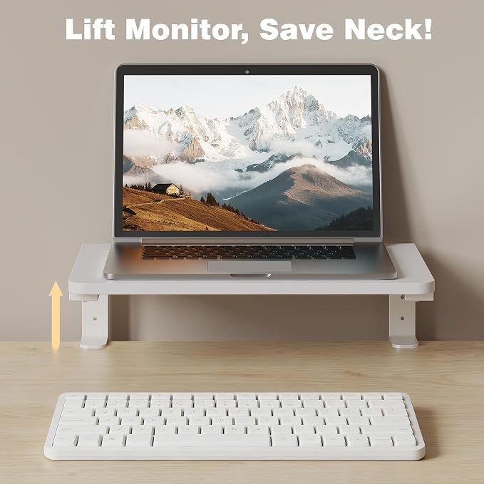 Desk Extender, 15-inch Clamp-On Desk Shelf, Height-Adjustable Desktop Shelf Organizer for Monitors Office and Gaming Accessories, Arm Support Table Extension, 44lbs Heavy Duty, White - Image 4