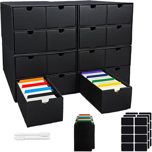 4 Sets Trading Card Storage Boxes, Includes 16-750 CT Boxes & 64 Dividers, 12000+ Trading Cards Organizer for Collectible Card Games, Sports Cards, TCG, with Labels & Pen by Unknown