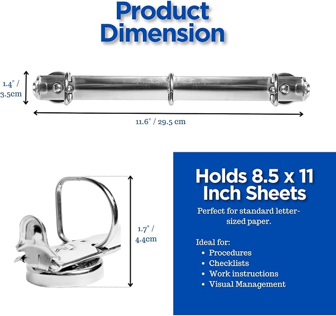 10 Pack Magnetic 3 Ring Binder Locking Mechanism for Hanging, 1 Inch D-Ring Holds 225 Sheets, Heavy Duty for 8.5 x 11 Paper, 50 Sheet Protectors Included, 5S Whiteboard Cabinet - Ring Binder Depot | Holds 225 Sheets, Heavy Duty 8.5 x 11, 50 Sheet Prote... - Image 5
