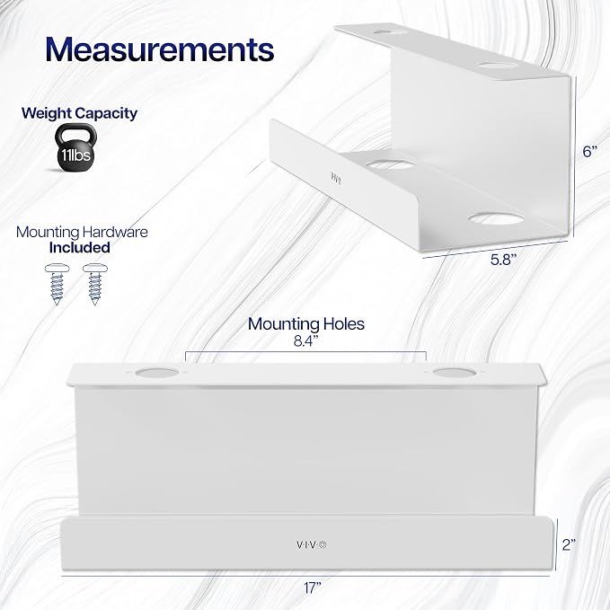 VIVO 2 Pack White 17 inch Extra Deep Cable Management Tray, DESK-AC16-2CW | Set of 2, Under Desk, Low Profile Power Strip Holder, Cord Organizer, Wire Tamer Steel Rack, Home Office, Holds 11 lbs each - Image 3