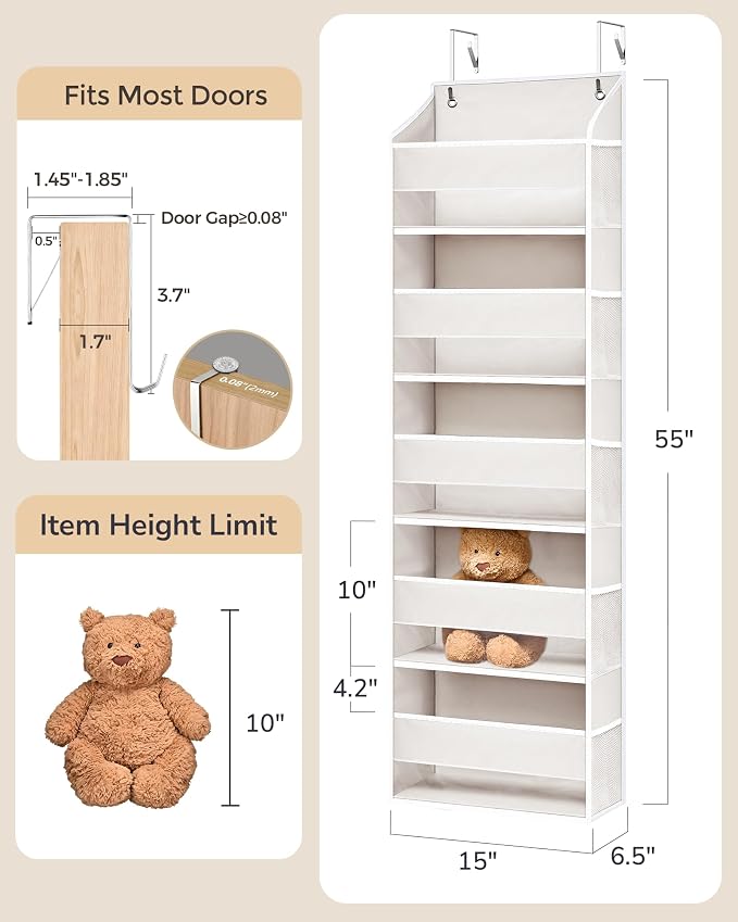 ULG 2 Pack 5-tier Over the Door Organizer Beige - Image 2