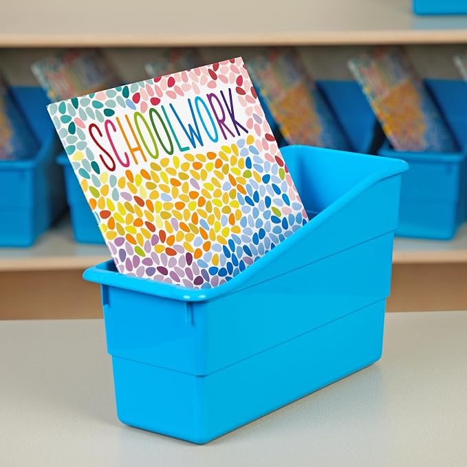 Really Good Stuff Durable Book and Binder Holders - 12 Pack, Blue Neon, 5.5" x 12.5" x 7.5", Classroom Organization, Storage Solution, Sturdy and Versatile | 5.5" x 12.5" x 7.5", Classroom Organization, Storage Solution, Sturdy & Versatile - Image 6