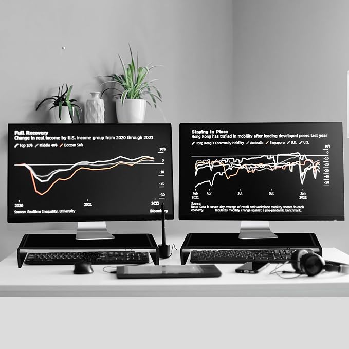 Jetec 2 Pcs Acrylic Monitor Stand Desktop Video Acrylic Monitor Riser Desk Shelf Computer Stand for Laptop TV Computer Screen Desk Organizer Teacher's Day Supplies (Black, 20 x 8 x 3 Inch) - Image 4