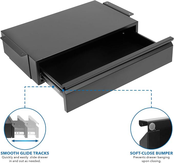 Mount-It! Under Desk Pull-Out Drawer, Heavy-Duty Steel Under Table Slide-Out Storage Organizer, Smooth Glide Track, Fits Desks Over 0.71″ Thick, 11 lb Capacity - Image 7