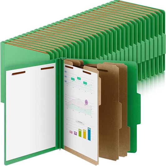 Skyygemm 72 Pcs Classification Folder Letter Size, 3 Divider File,Green | Back to School Supplies, Pressboard File with Fastener, Expanding Organizer Bulk for School Teacher, Office Employee, Staff by Skyygemm