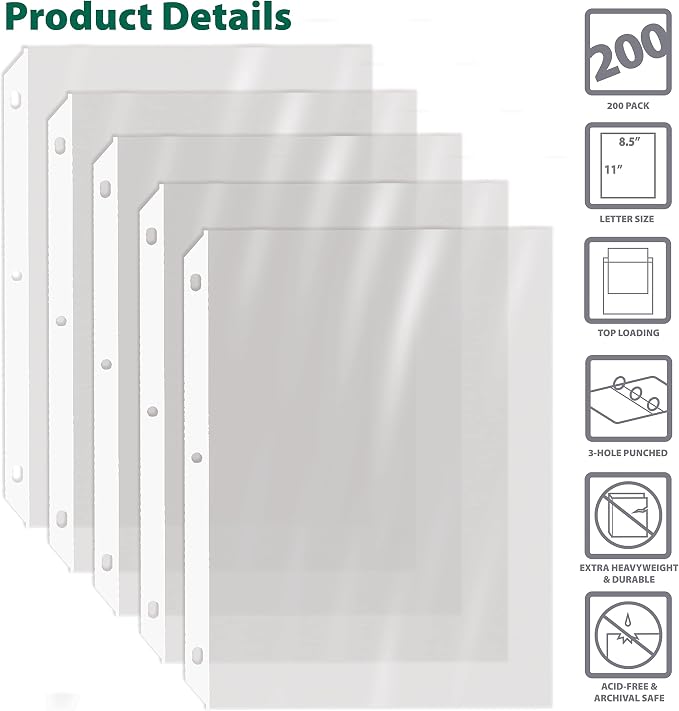 GOLD SEAL 200 Count Diamond Clear Extra Heavyweight Sheet Protectors, 4 mils Strong,8.5 x 11, Top Load, 200 Boxed Sheet Protectors - Image 3
