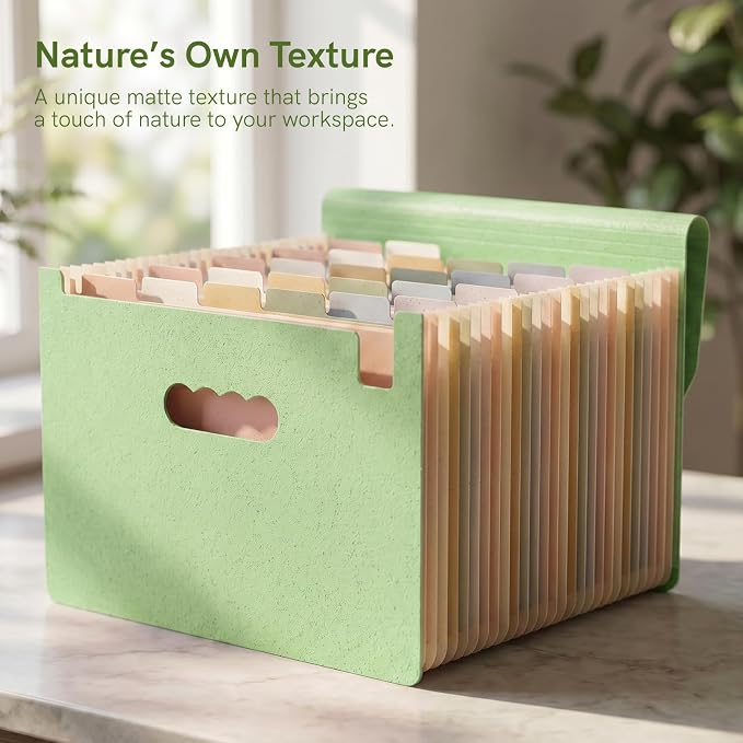 ABC life 26 Pockets Accordion File Organizer, Meadow Green | Expanding File Folder for Letter/A4 Size, Portable Document Holder with A-Z Tabs for Tax Receipt, School, Home, Office - Image 3