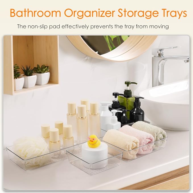Drawer Organizer, 26 Pack Clear Plastic Drawer Organizer Bins, Versatile Organization and Storage Trays for Kitchen, Bathroom, Vanity Makeup and Office - Image 6