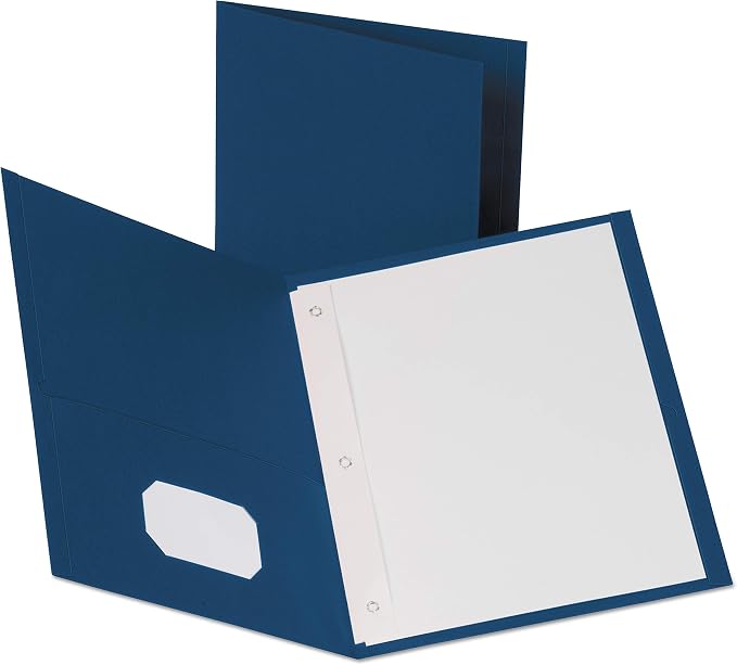 Oxford Two-Pocket Portfolios w/Fasteners, Blue, Letter Size, 10 per Pack, (57772) by Oxford