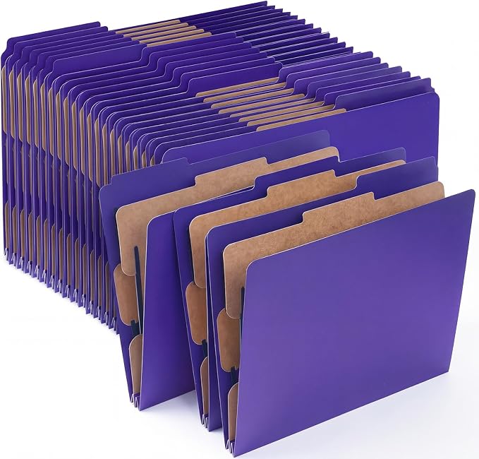 AmazingSpark 24 Pack Purple Classification Folders Letter Size, 1 Divider, 1/3-cut Tab, File Folders with Fasteners, Prongs, Expanding File Organizer Bulk for Office Employee, Coworker, Staff by Unknown