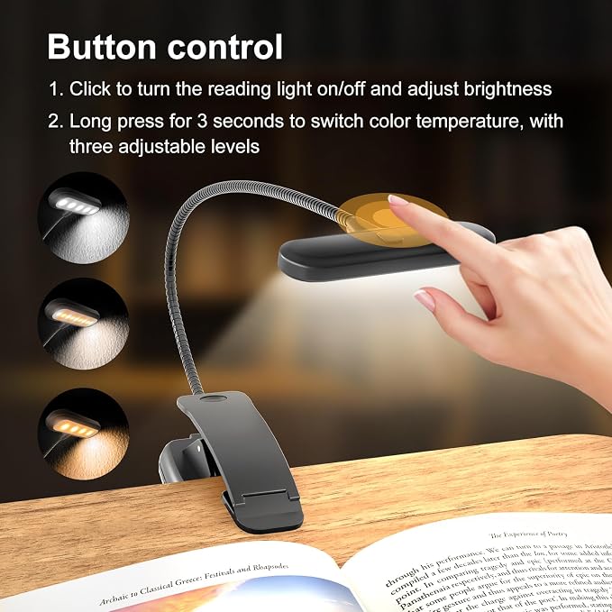 Reading Book Pillow Stand with 3-Color Adjustable Light | Hands-Free Book Holder for Bed or Lap, Wooden Surface, AAA Batteries Required - Image 5