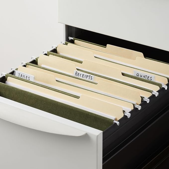 Staples Hanging File Folders, Letter Size, 2" Expansion, 1/5‑Cut Tabs, Standard Green – Durable Everyday Filing, 25‑Pack - Image 5