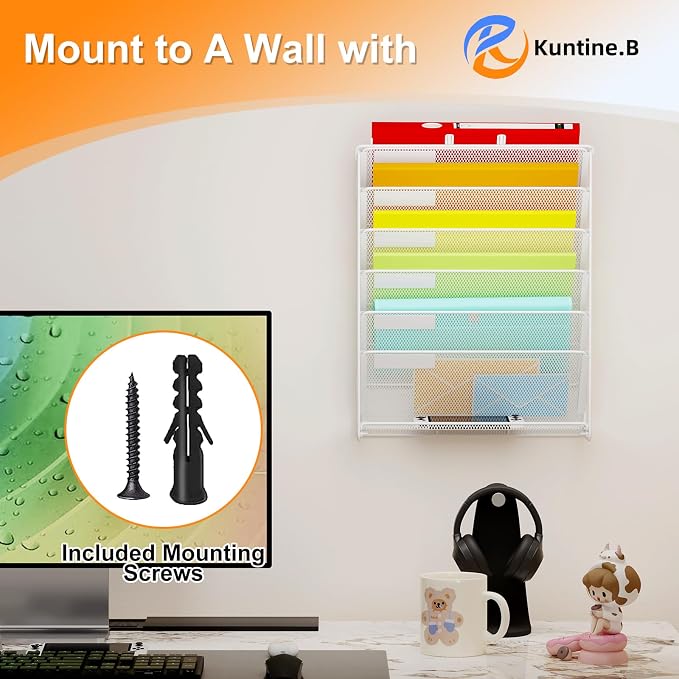 Kuntine.B Wall File Organizer Office Hanging Magazine Holder Wall File Organizer for Office Home - Image 4