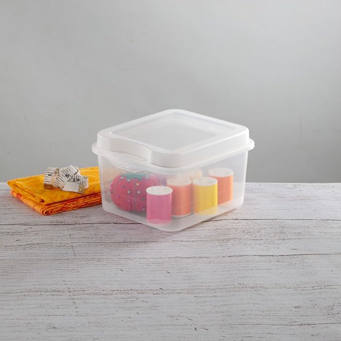 Sterilite FlipTop, Stackable Small Storage Bin with Hinging Lid, Plastic Container to Organize Desk at Home or Office, Clear, 36-Pack | Bin with Hinged Lid, Stackable Multipurpose Organizer for Art & Craft Supplies, Accessories, Photos & CDs, Home or O... - Image 5